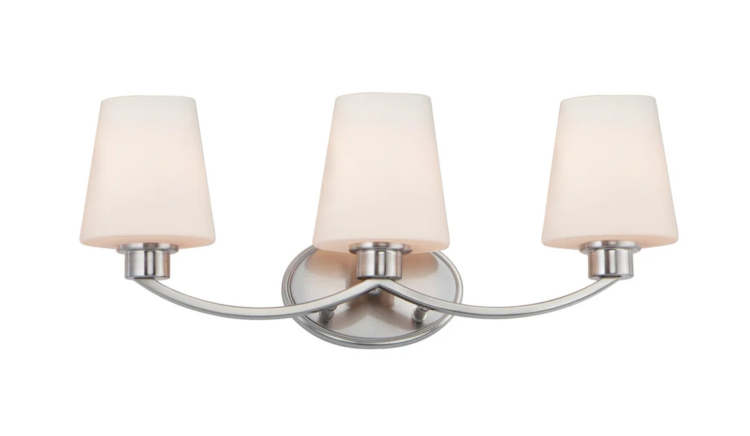 Shelter Three Light Bath Vanity in Satin Nickel