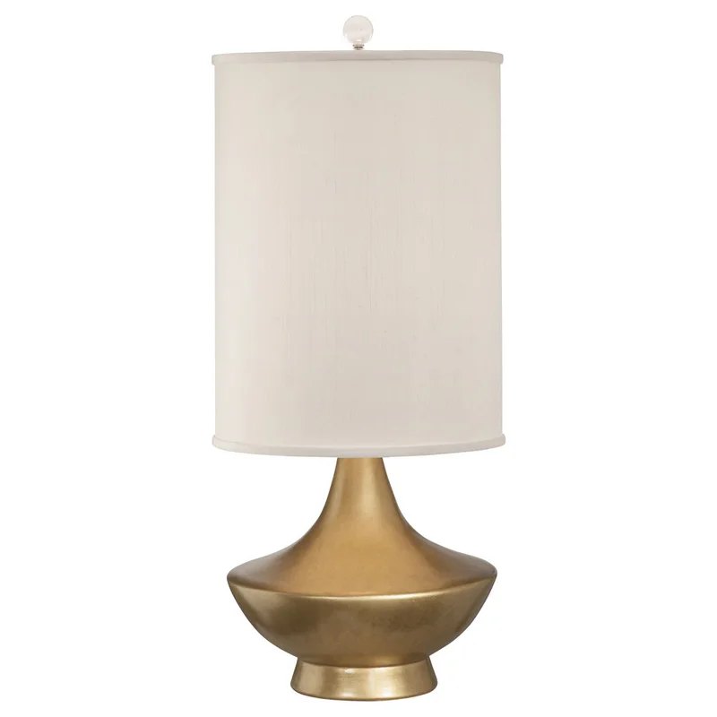 1216-ASL-2167 Thumprints Cleopatra Table Lamp - Gold Lacquer Finish and White Silk Hardback Shade