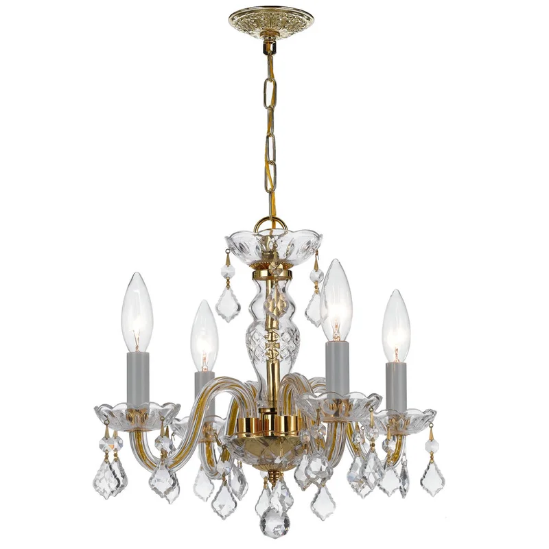 1064-PB-CL-I Crystorama Traditional Crystal 4 Light Clear Italian Crystal Polished Brass Mini Chandelier