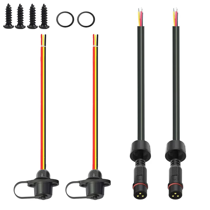 Newnewliu 3Pin Waterproof Connector,3 Wire Male Female Plug Led Connector With 18Awg M16 Waterproof Cover Extension Cable With E